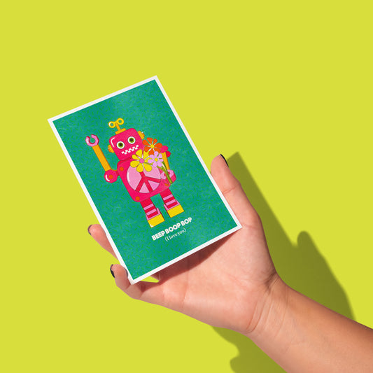 Beep Boop Bop (I Love You) | Robot Greeting Card Cards by Posse Paper Goods