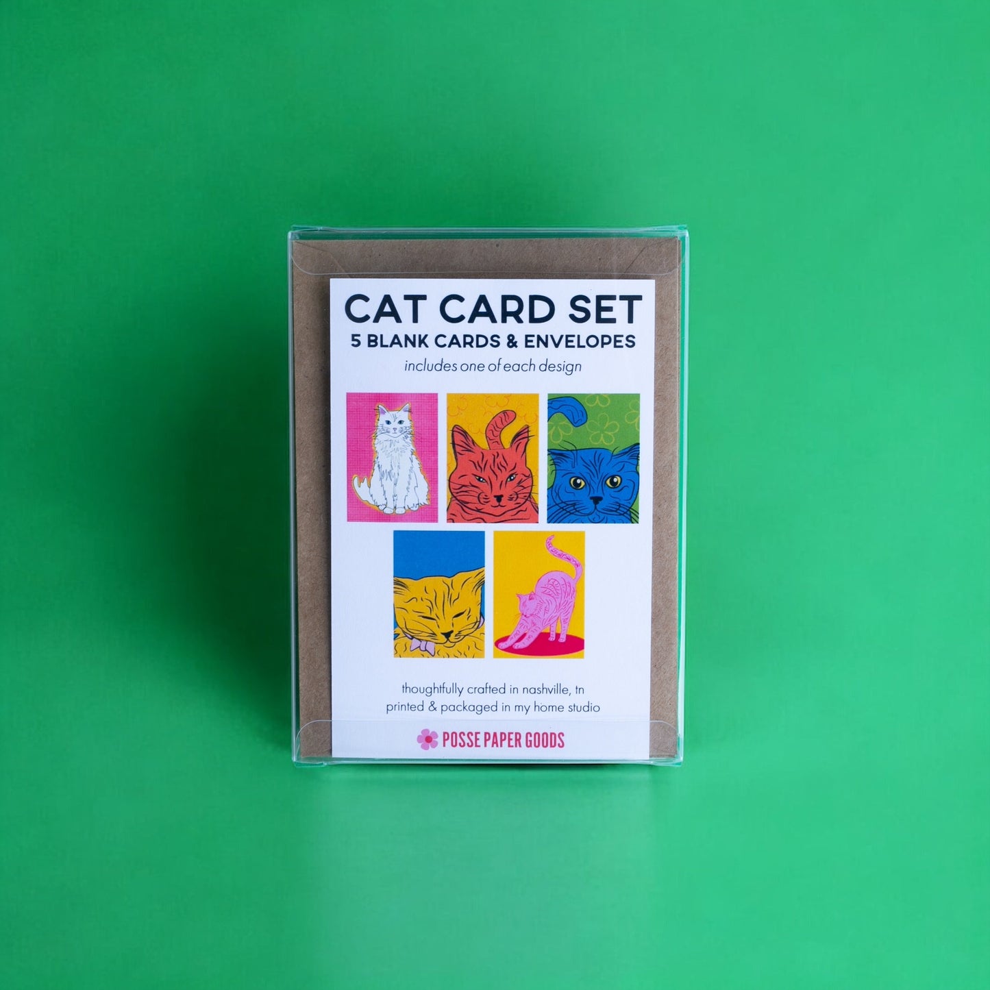 Cat Card Set | Greeting Cards (Set of 5) Cards by Posse Paper Goods