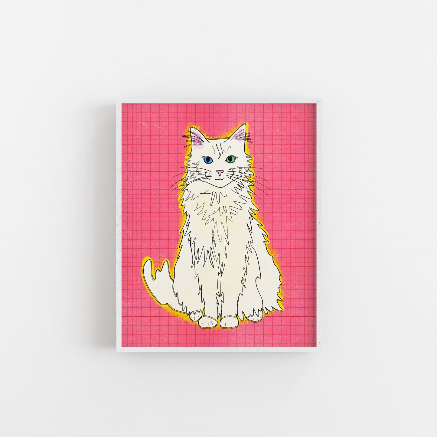 Fluffy Cat (Pink) - Art Print Art Print by Posse Paper Goods