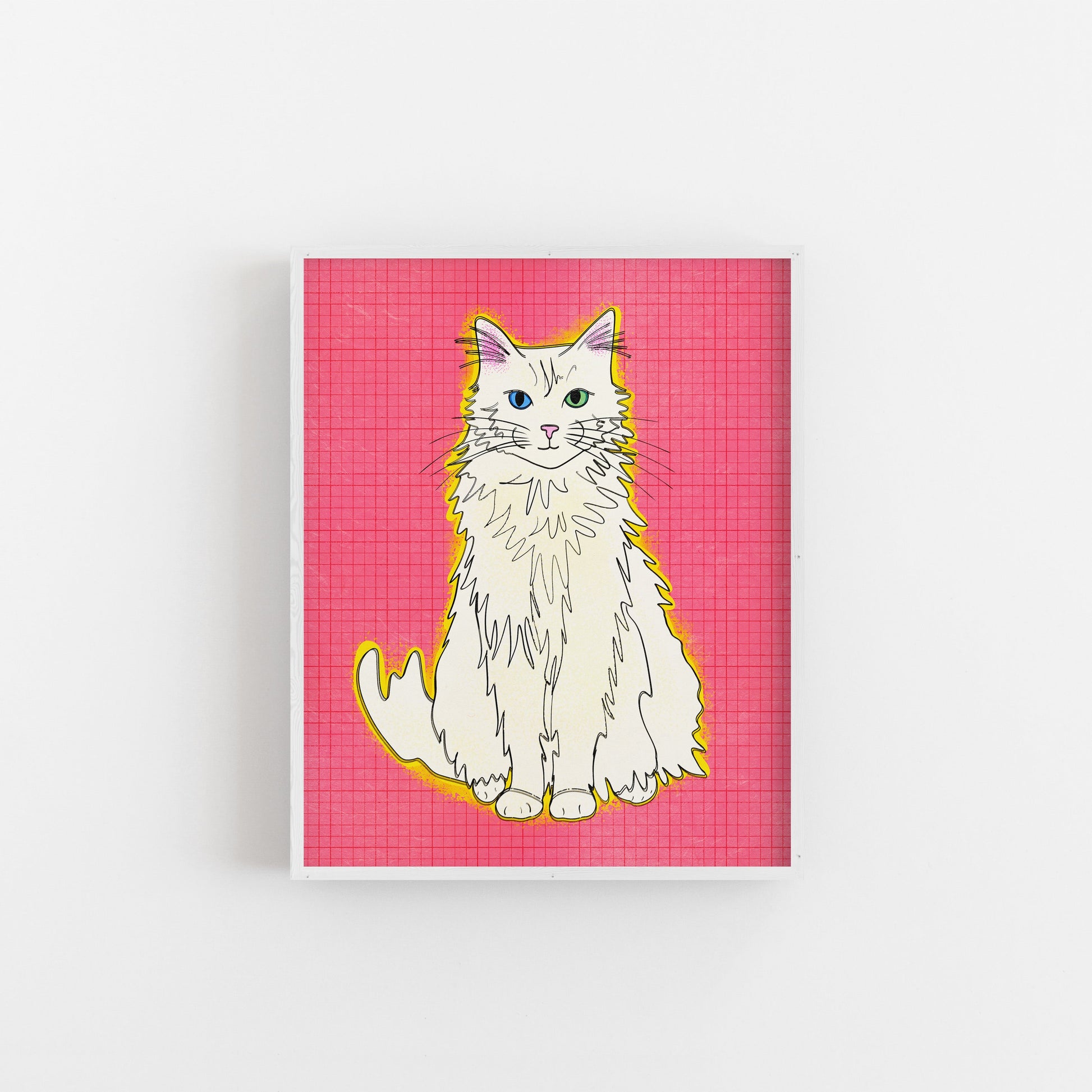 Fluffy Cat (Pink) - Art Print Art Print by Posse Paper Goods