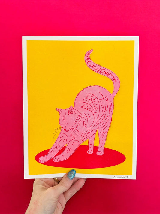 Stretching Cat - Art Print Art Print by Posse Paper Goods