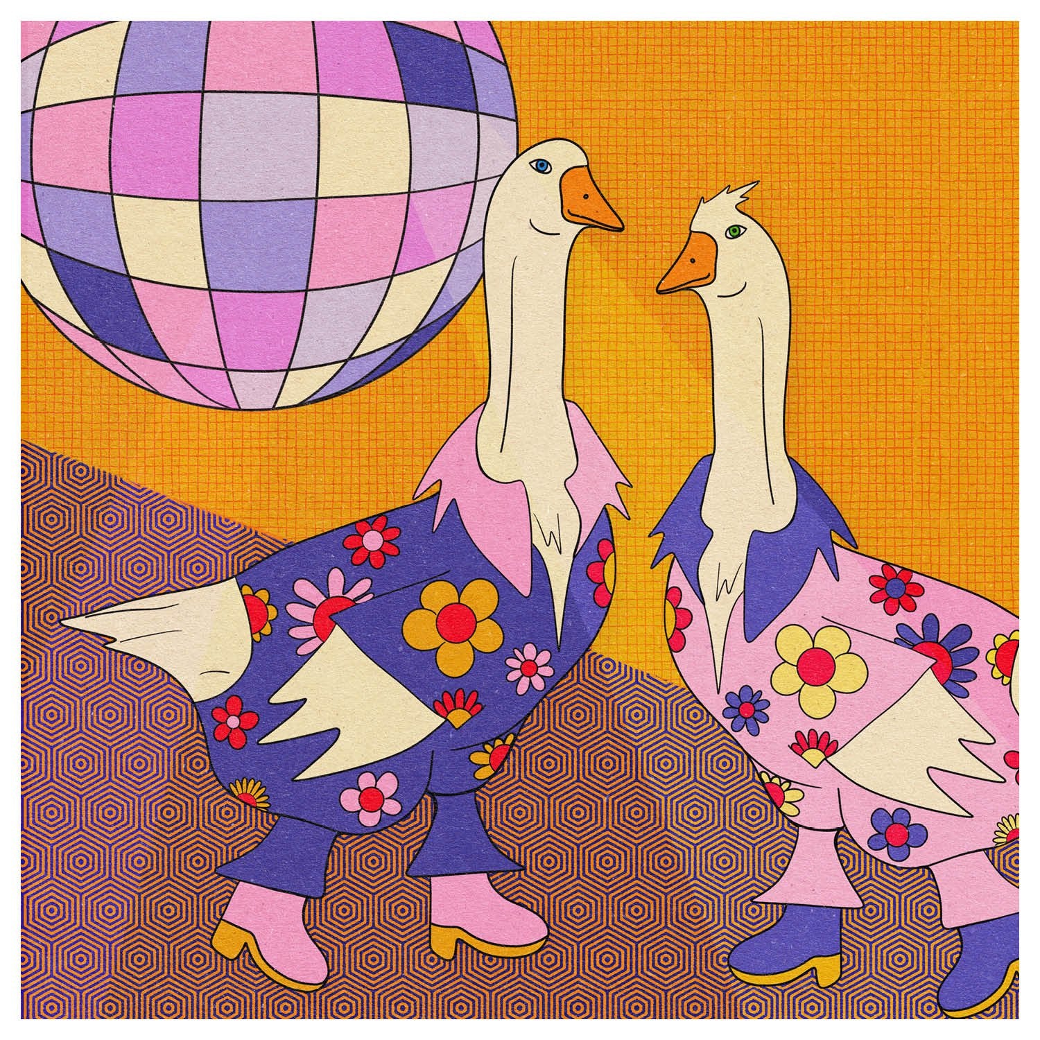 Groovy Geese Art Print by Posse Paper Goods